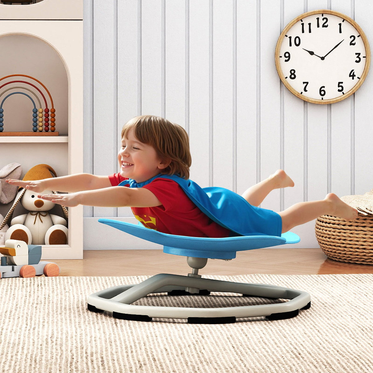 Kids Sensory Swivel Chair Elephant 360° Spinning Chair with Non-Slip Metal Base-Light Blue view 2