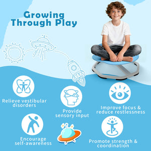 Kids Sensory Swivel Chair Elephant 360° Spinning Chair with Non-Slip Metal Base-Light Blue view 7