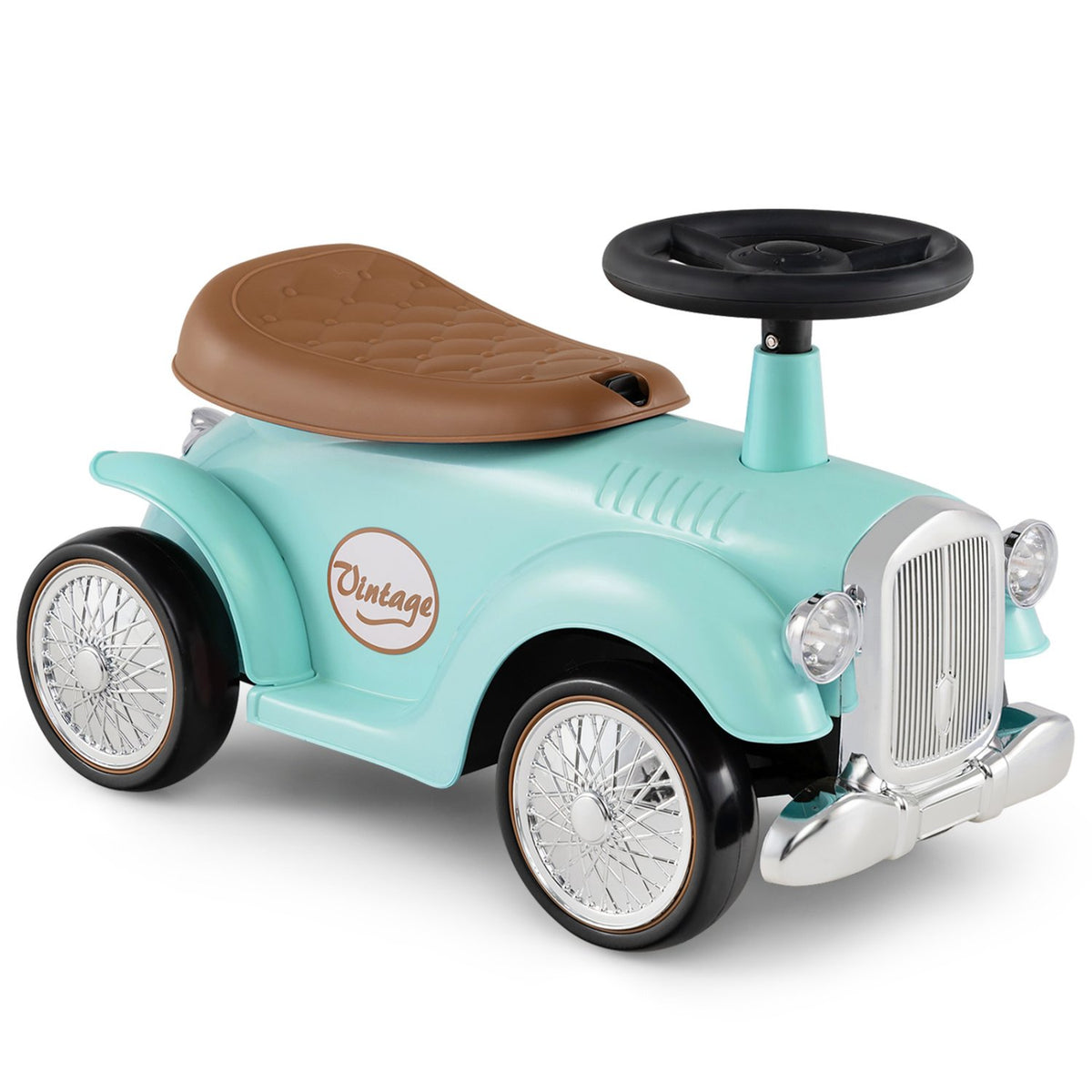 Kids Sit to Stand Vehicle with Working Steering Wheel and Under Seat Storage-Green