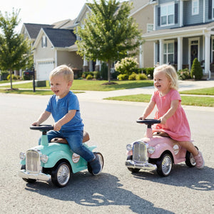 Kids Sit to Stand Vehicle with Working Steering Wheel and Under Seat Storage-Green view 3