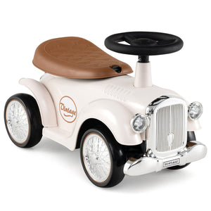 Kids Sit to Stand Vehicle with Working Steering Wheel and Under Seat Storage-White