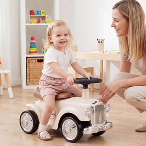 Kids Sit to Stand Vehicle with Working Steering Wheel and Under Seat Storage-White view 2