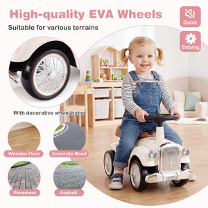 Kids Sit to Stand Vehicle with Working Steering Wheel and Under Seat Storage-White view 8