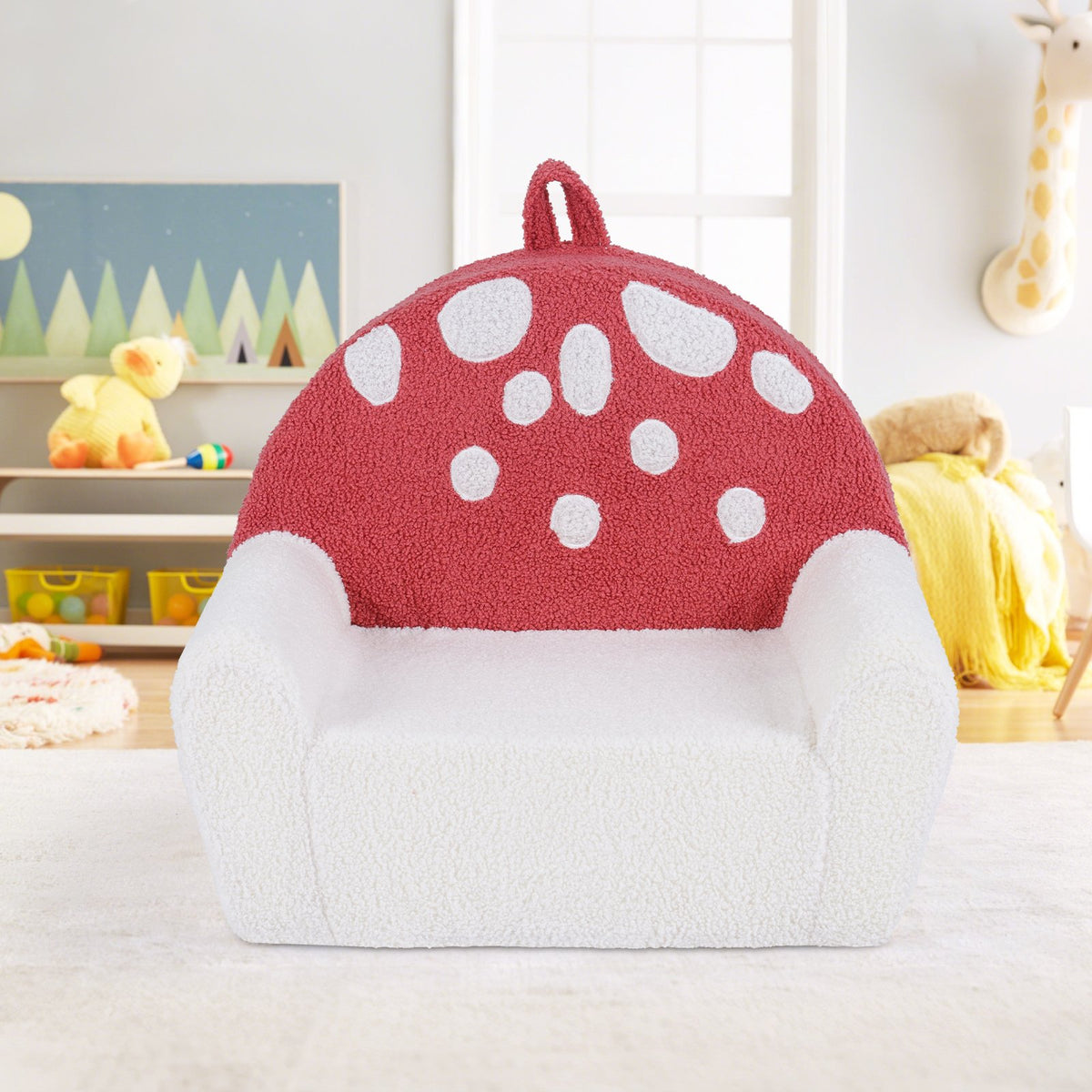 Kids Sofa Toddler Foam Couch with Soft Fleece Fabric Cover-Beige & Red view 3