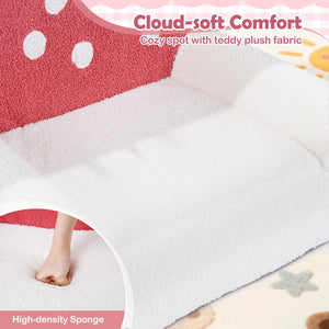 Kids Sofa Toddler Foam Couch with Soft Fleece Fabric Cover-Beige & Red view 5