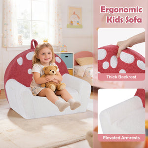 Kids Sofa Toddler Foam Couch with Soft Fleece Fabric Cover-Beige & Red view 6