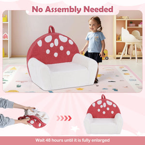 Kids Sofa Toddler Foam Couch with Soft Fleece Fabric Cover-Beige & Red view 8