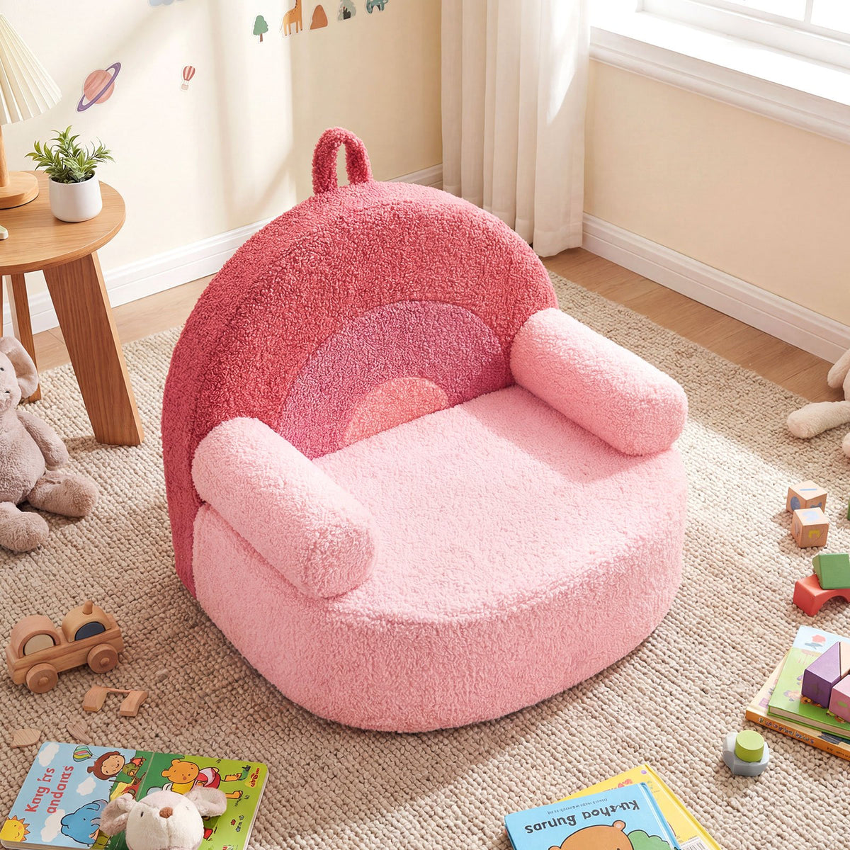 Kids Sofa Toddler Foam Couch with Soft Fleece Fabric Cover-Pink view 7