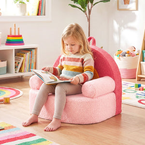 Kids Sofa Toddler Foam Couch with Soft Fleece Fabric Cover-Red view 2