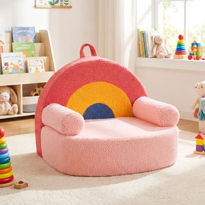 Kids Sofa Toddler Foam Couch with Soft Fleece Fabric Cover-Red view 3