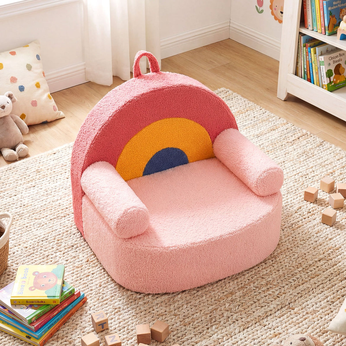 Kids Sofa Toddler Foam Couch with Soft Fleece Fabric Cover-Red view 6