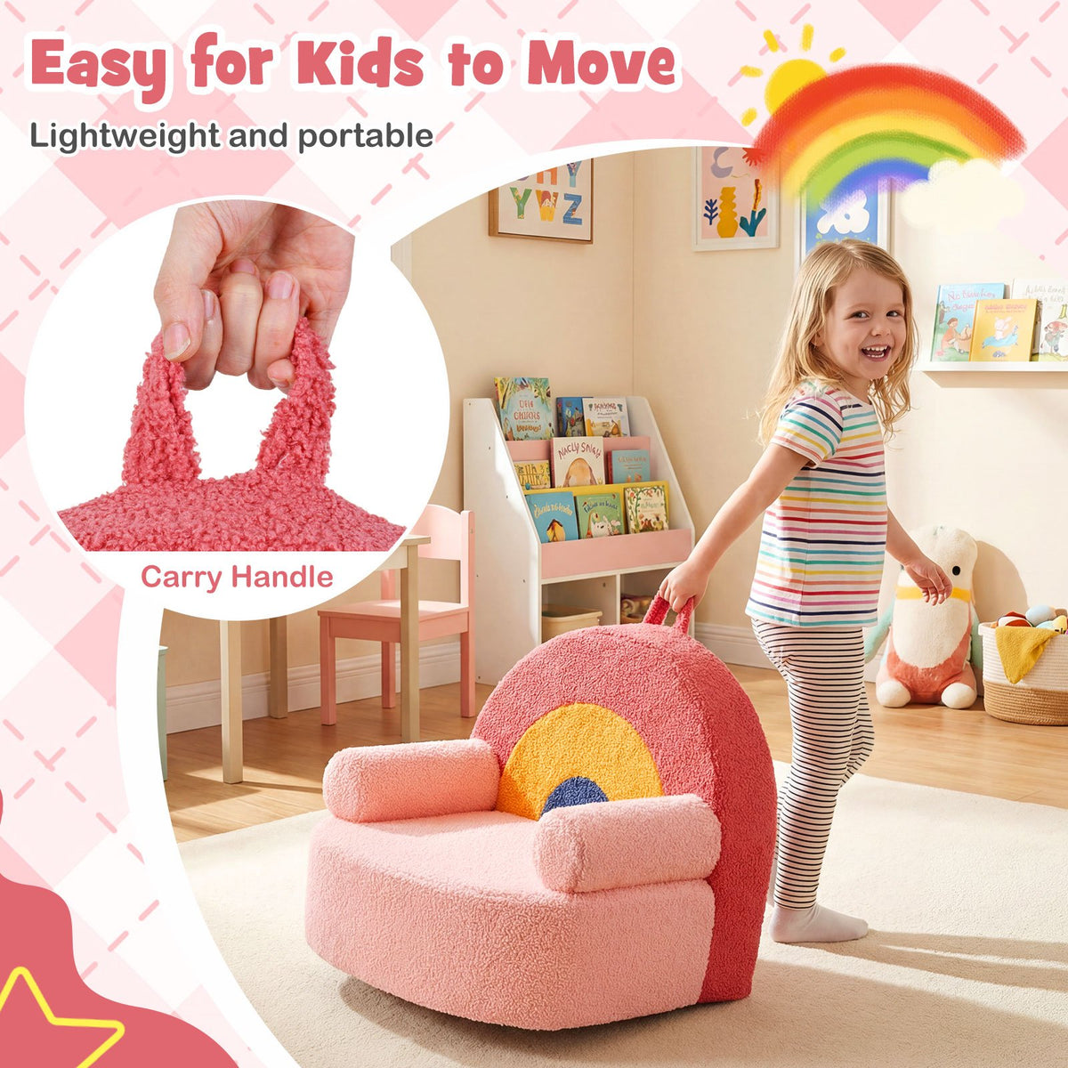 Kids Sofa Toddler Foam Couch with Soft Fleece Fabric Cover-Red view 9