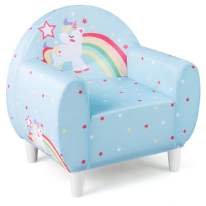 Kids Sofa with Breathable Spandex Fabric and High-density Sponge Filling for Boys and Girls-Blue view 4