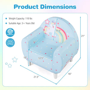 Kids Sofa with Breathable Spandex Fabric and High-density Sponge Filling for Boys and Girls-Blue view 5