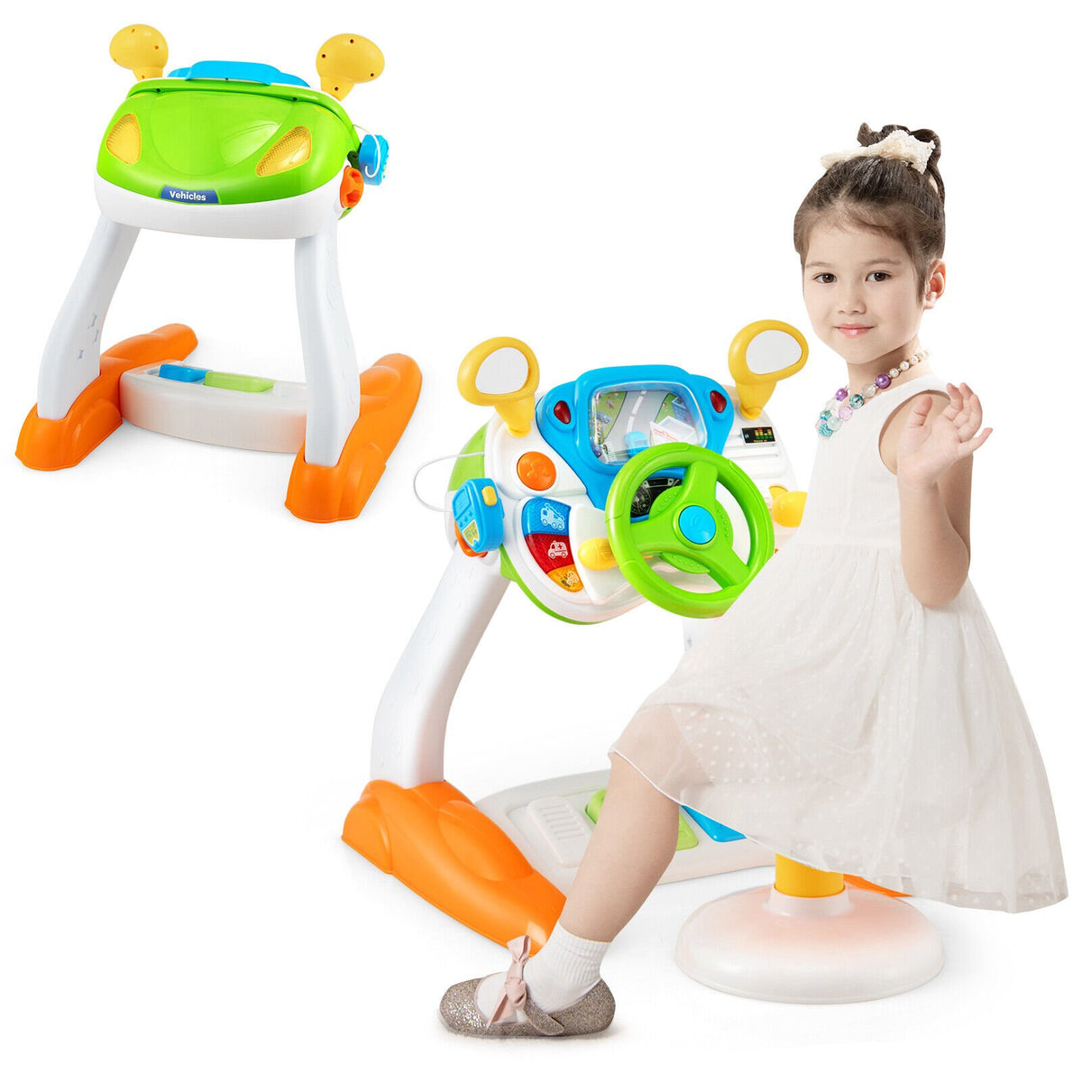 Kids Steering Wheel Pretend Play Toy Set with Lights and Sounds view 5