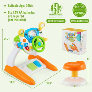 Kids Steering Wheel Pretend Play Toy Set with Lights and Sounds view 6
