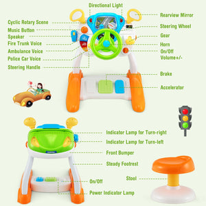 Kids Steering Wheel Pretend Play Toy Set with Lights and Sounds view 7