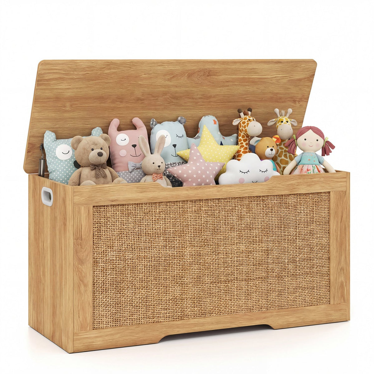 Kids Storage Bench 40 Inch Toy Box with Flip Top and Handles-Natural