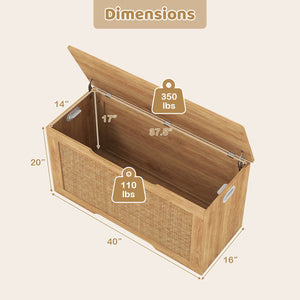 Kids Storage Bench 40 Inch Toy Box with Flip Top and Handles-Natural view 4