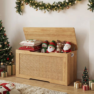 Kids Storage Bench 40 Inch Toy Box with Flip Top and Handles-Natural view 5