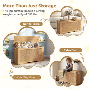 Kids Storage Bench 40 Inch Toy Box with Flip Top and Handles-Natural view 8