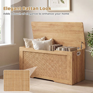 Kids Storage Bench 40 Inch Toy Box with Flip Top and Handles-Natural view 9