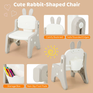 Kids Table and Chair Set with Flip-Top Bookshelf-Gray view 9