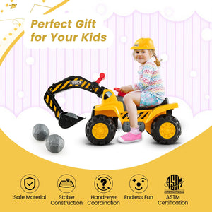 Ride on Push Car Bulldozer Digger Toy with Safety Helmet and Working Shovel view 5
