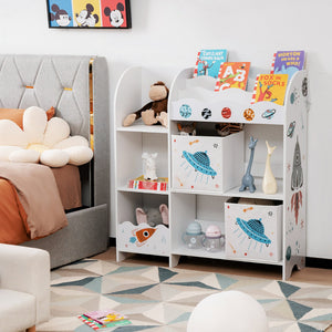 Kids Toy and Book Organizer Children Wooden Storage Cabinet with Storage Bins view 2
