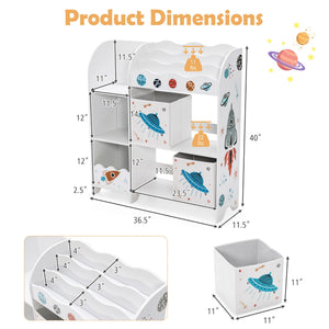 Kids Toy and Book Organizer Children Wooden Storage Cabinet with Storage Bins view 4