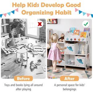 Kids Toy and Book Organizer Children Wooden Storage Cabinet with Storage Bins view 9