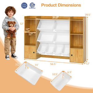 Kids Toy Storage and Bookshelf with Boxes and Open Shelves-Beige view 5