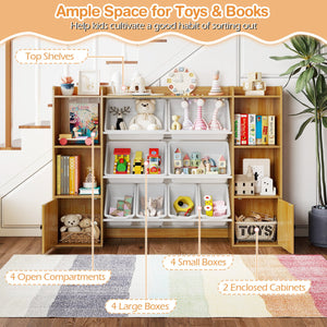 Kids Toy Storage and Bookshelf with Boxes and Open Shelves-Beige view 6
