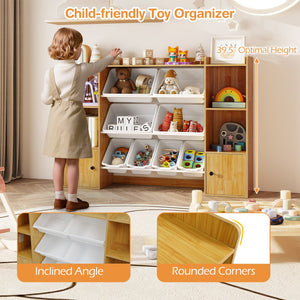 Kids Toy Storage and Bookshelf with Boxes and Open Shelves-Beige view 7