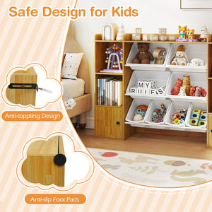 Kids Toy Storage and Bookshelf with Boxes and Open Shelves-Beige view 8