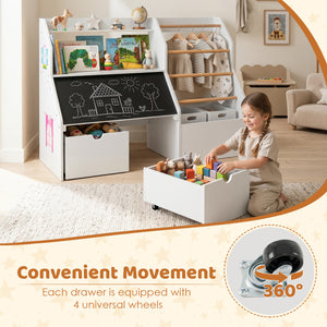 Kids Toy Storage Organizer with Flip-up Blackboard-White view 9
