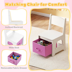 Kids Vanity Set Princess Girls Makeup Vanity Desk with Chair and 3-Color LED Lighted Mirror-White view 8