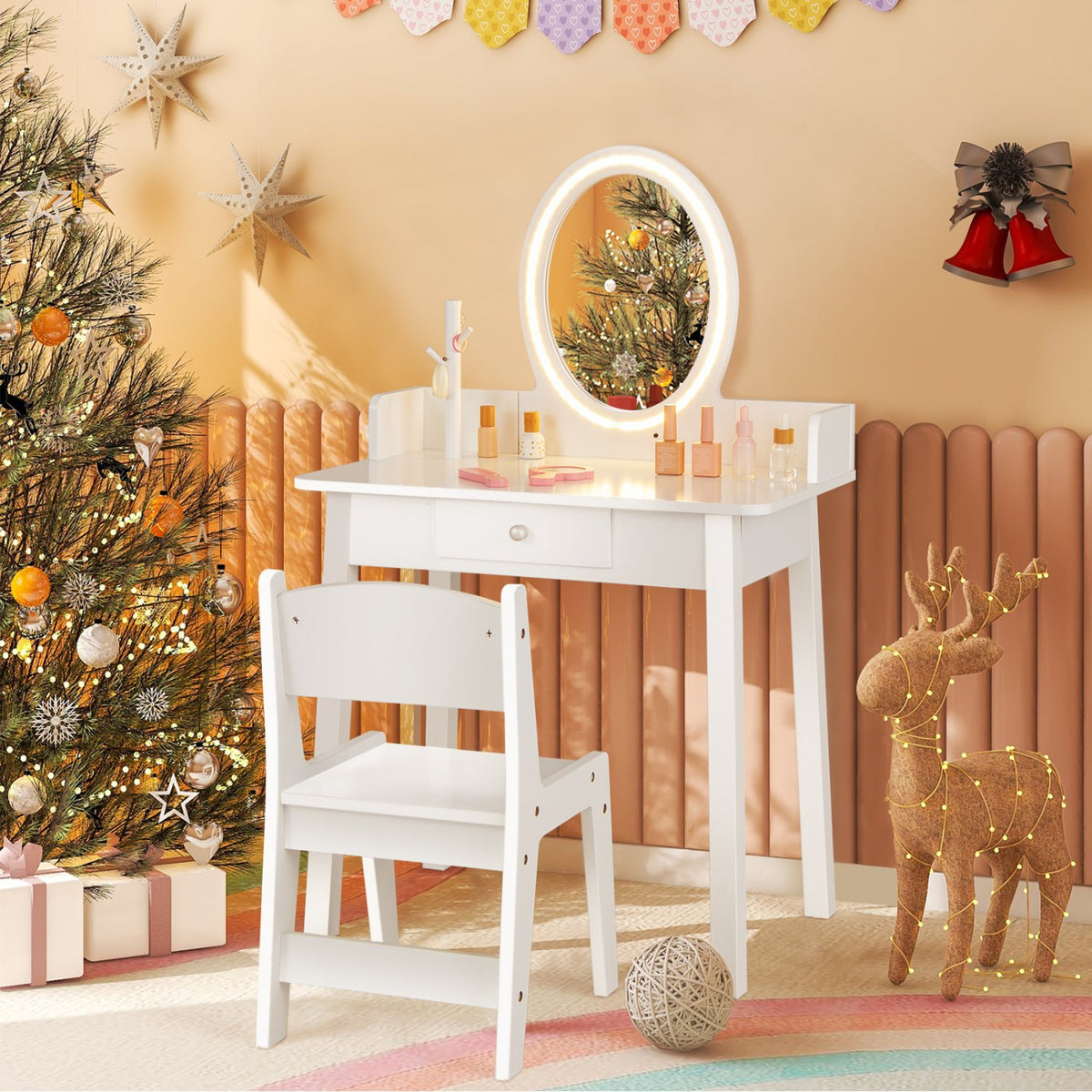 Kids Vanity Set with Lighted Mirror-White view 2