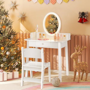 Kids Vanity Set with Lighted Mirror-White view 2