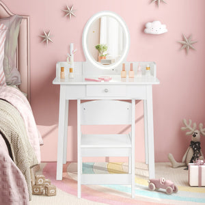 Kids Vanity Set with Lighted Mirror-White view 3