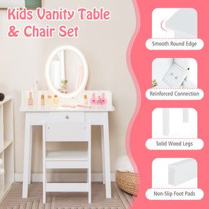 Kids Vanity Set with Lighted Mirror-White view 5