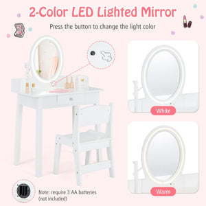 Kids Vanity Set with Lighted Mirror-White view 6