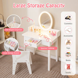 Kids Vanity Set with Lighted Mirror-White view 7