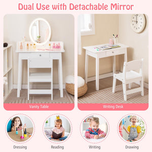 Kids Vanity Set with Lighted Mirror-White view 8