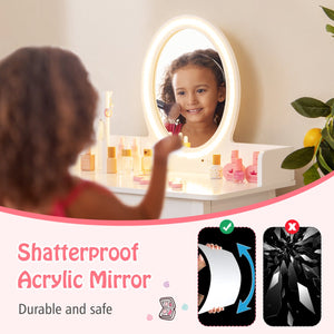 Kids Vanity Set with Lighted Mirror-White view 9