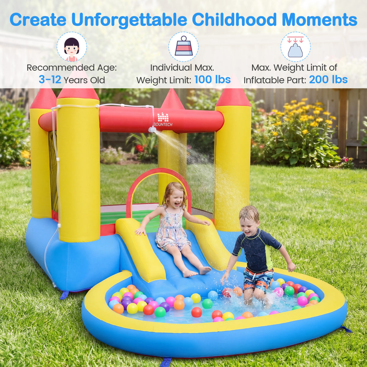 Kids Water Park Wet Dry with Splash Pool and 380W Blower view 5
