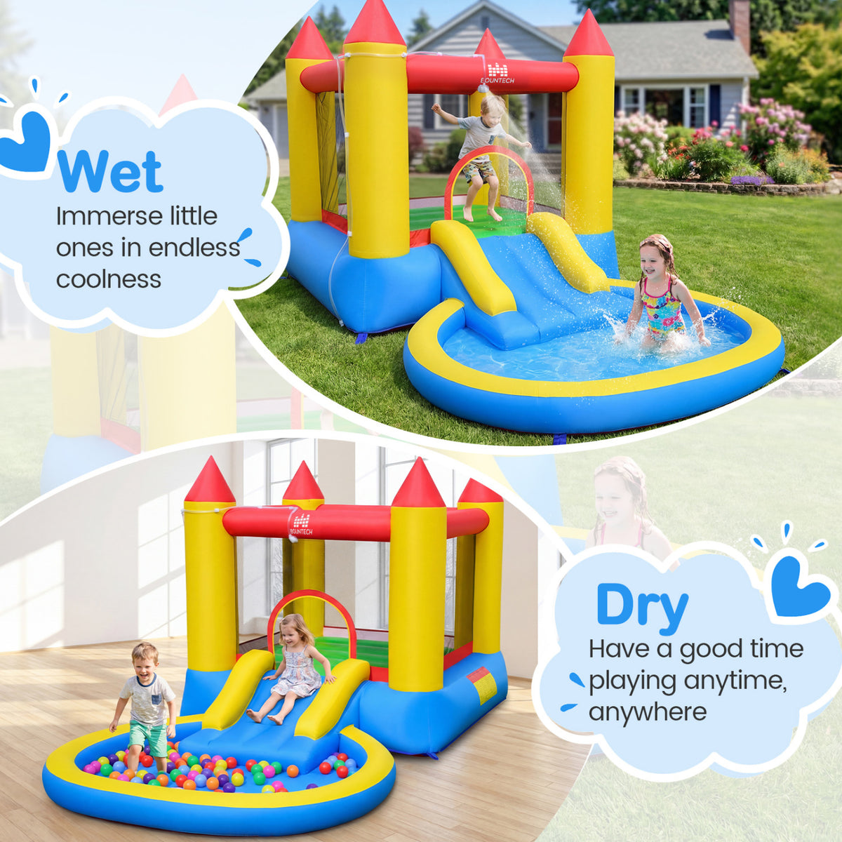 Kids Water Park Wet Dry with Splash Pool and 380W Blower view 6