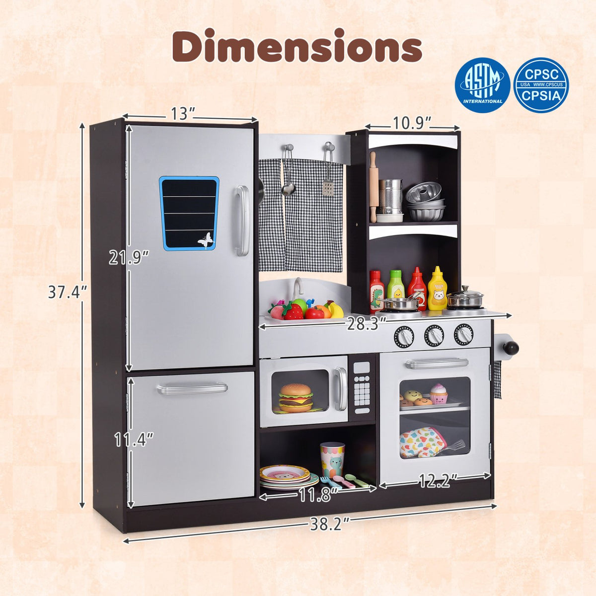 Kids Wooden Modern Kitchen Cooking Pretend Play Set view 4