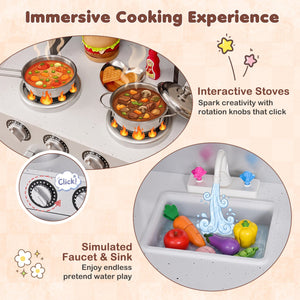 Kids Wooden Modern Kitchen Cooking Pretend Play Set view 5