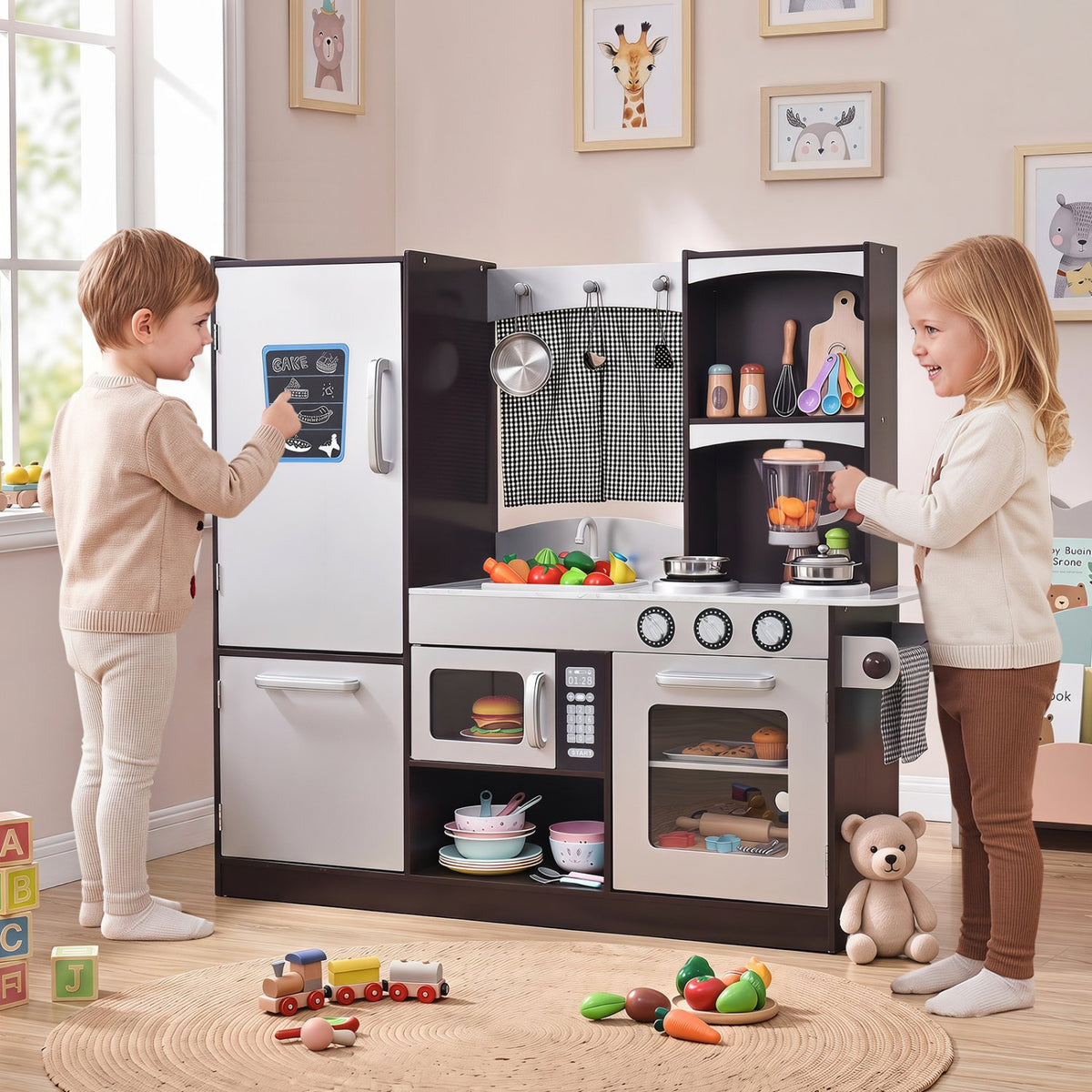 Kids Wooden Modern Kitchen Cooking Pretend Play Set view 9